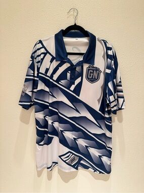 Navy & White Graphic Polo Shirt